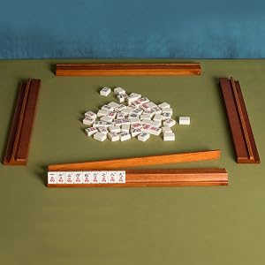 Yellow Mountain Imports Wooden Mahjong Racks w/ Pushers, 18", Set of 4