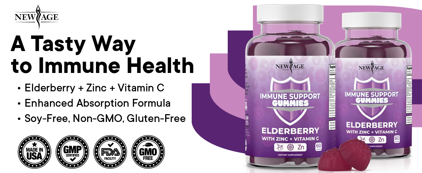 immune support gummies elderberry zinc vitamin c health family antioxidants