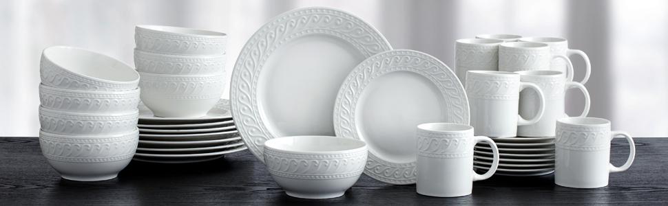 pfaltzgraff, slyvia, dinnerware, dinner plate, bowls, set of 4, set for 8,