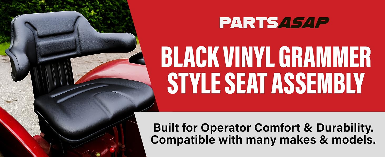 Parts ASAP Black Vinyl Grammer Style Seat Assembly