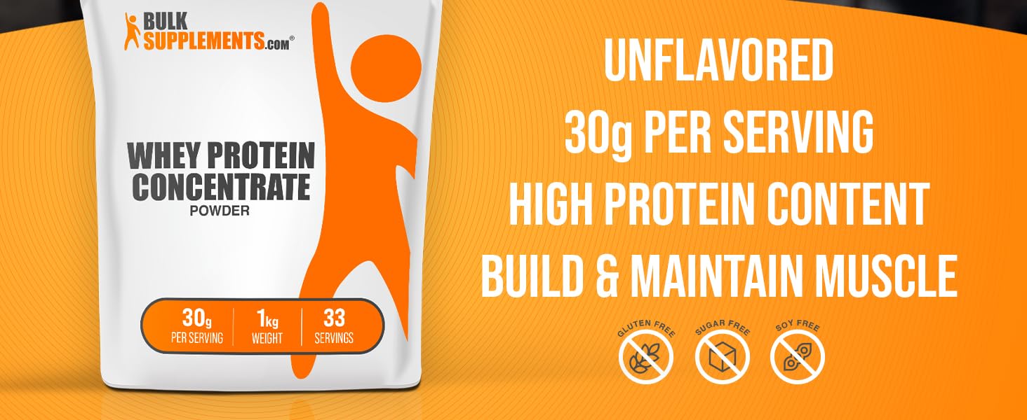Whey Unflavored, 30 grams per Serving, High Protein Content, Build and Maintain Muscle