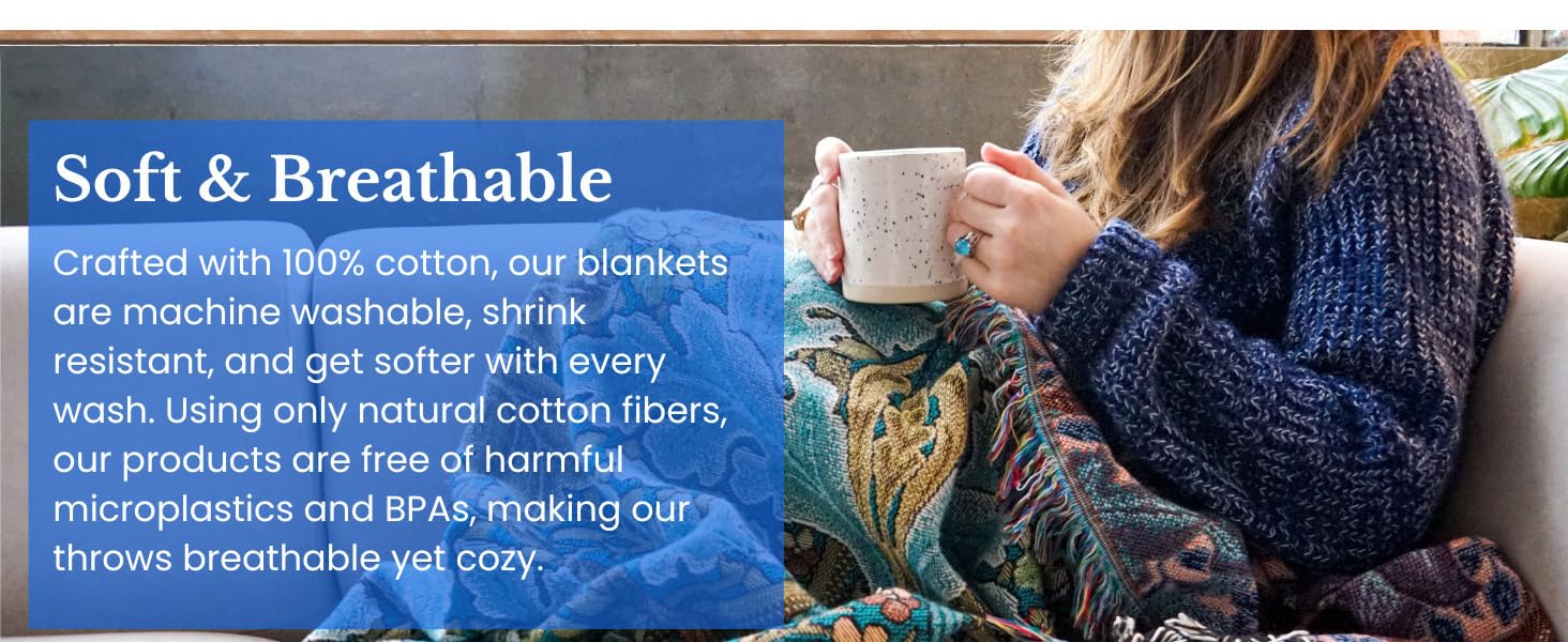 Soft and Breathable woven throw blanket cotton