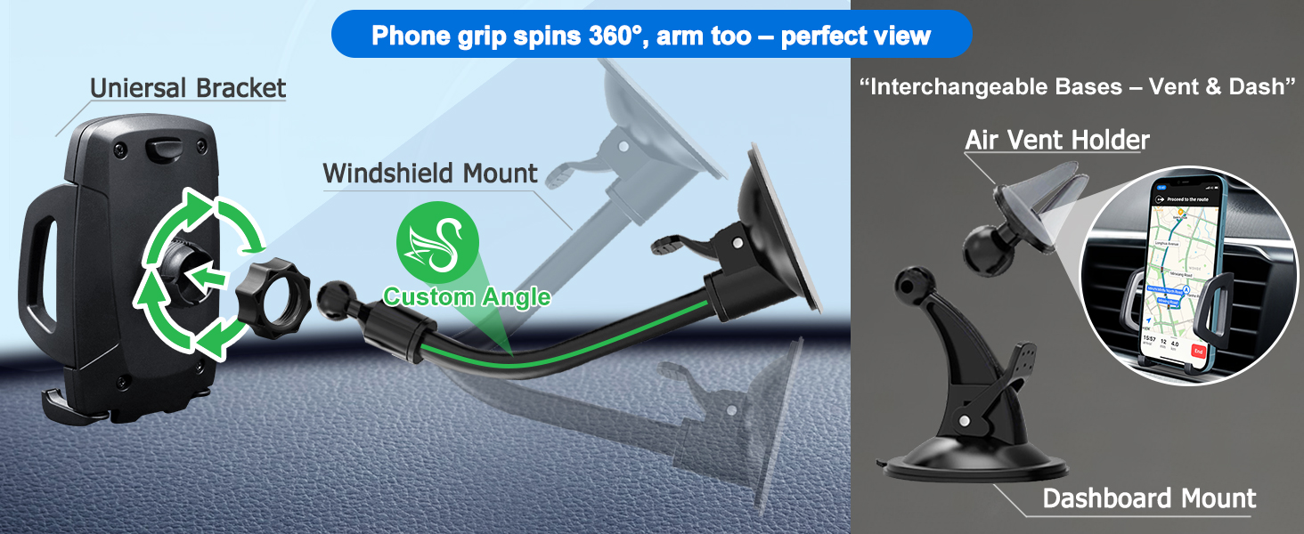Phone grip spins 360° prefect view