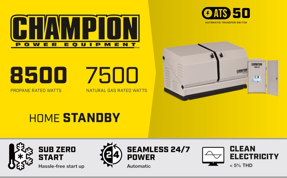 generator gas powered champion 8.5kw watts backup outage portable storm emergency house home standby