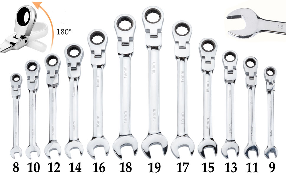 Ratcheting Wrench Set Metric 19mm 10mm Qnkaa
