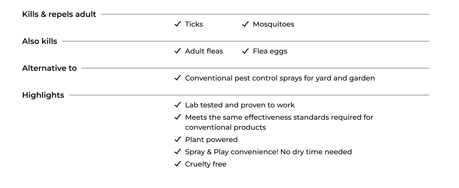 Kills and repels mosquitoes &amp;amp; ticks. Also kills adult fleas and flea eggs.