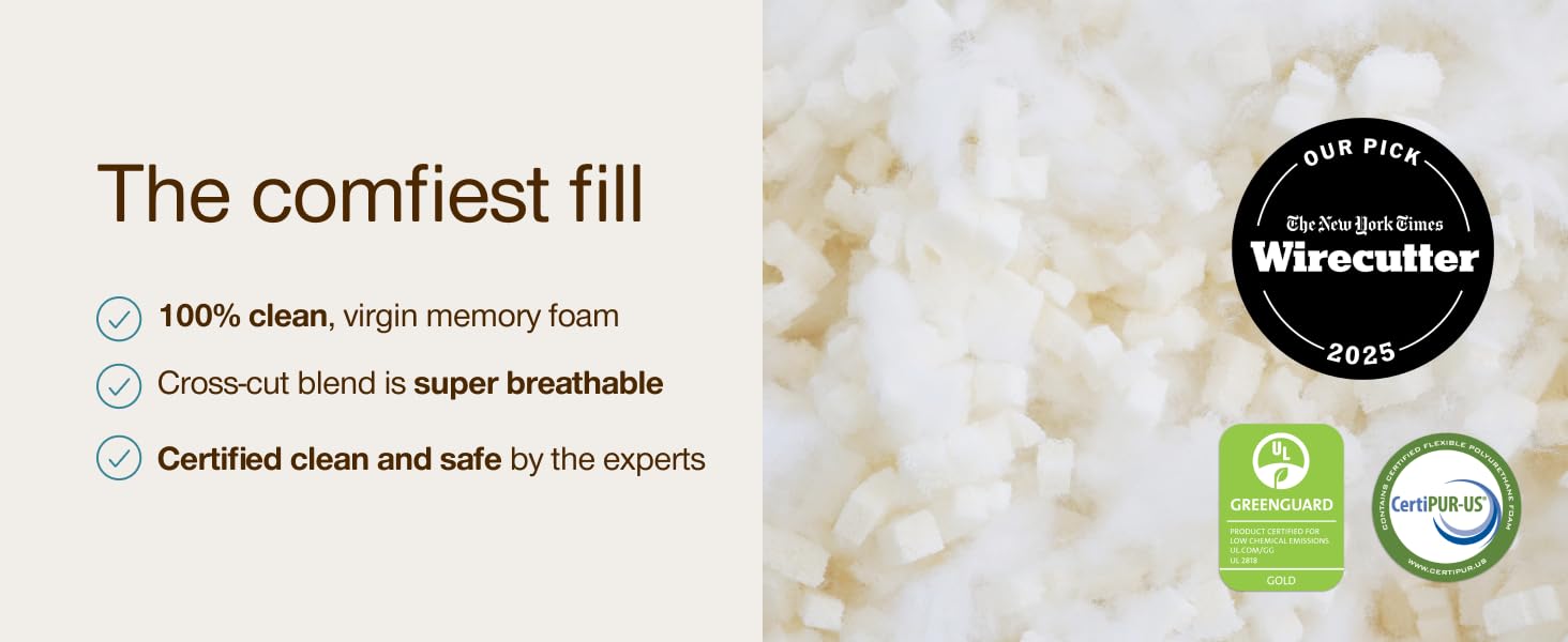 original oomph fill coop memory foam fill proprietary microfiber breathable comfortable clean