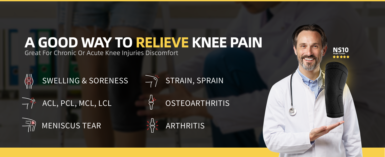 Knee brace for swelling, ACL PCL MCL LCL injury, meniscus tear, osteoarthritis, arthritis &amp;amp; strain
