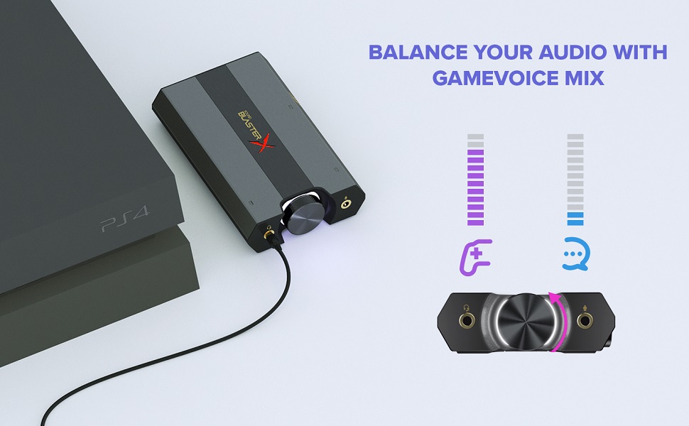 sound blasterx g6 plugged into ps4 with gamevoice mix illustration of chat and game volume levels