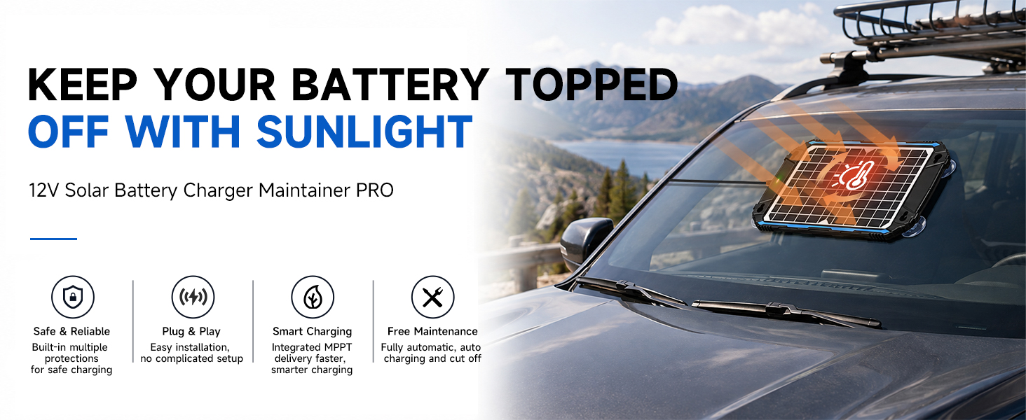 solar trickle charger for car battery 12v