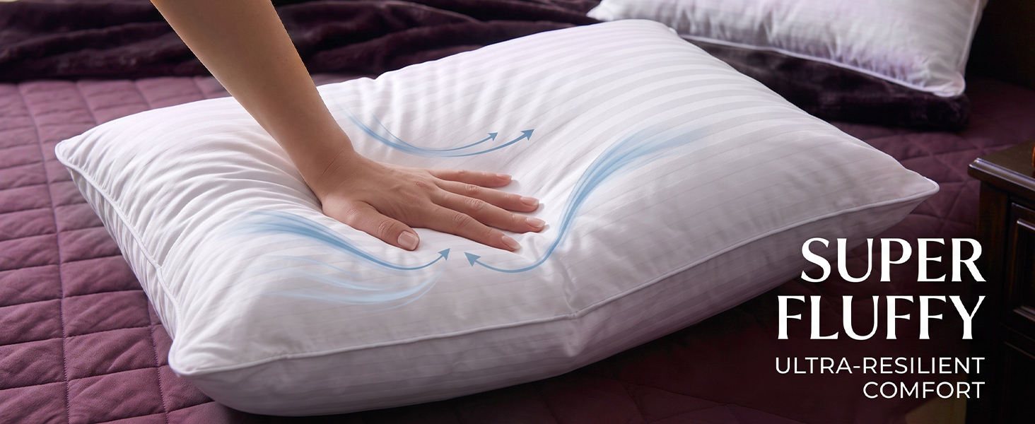 pillow, pillows king size set of 2, bed pillows, hotel pillows, king pillows 2 pack, king pillow
