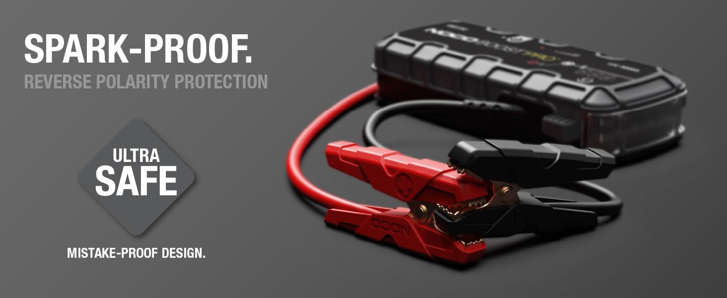 Spark-proof. Ultrasafe design with spark-proof and reverse polarity protections.