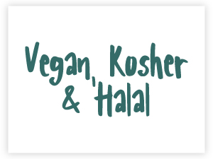 vegan, kosher, halal