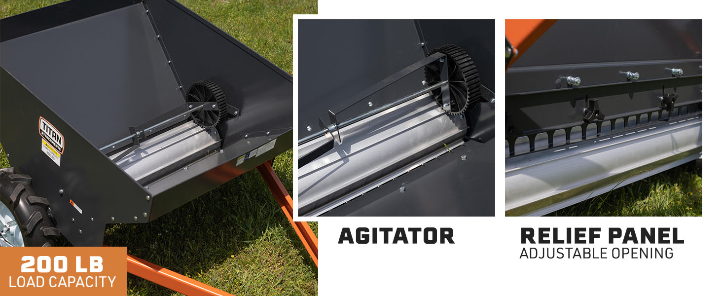 Fertilizer spreader with newer spreader options for riding mowers.