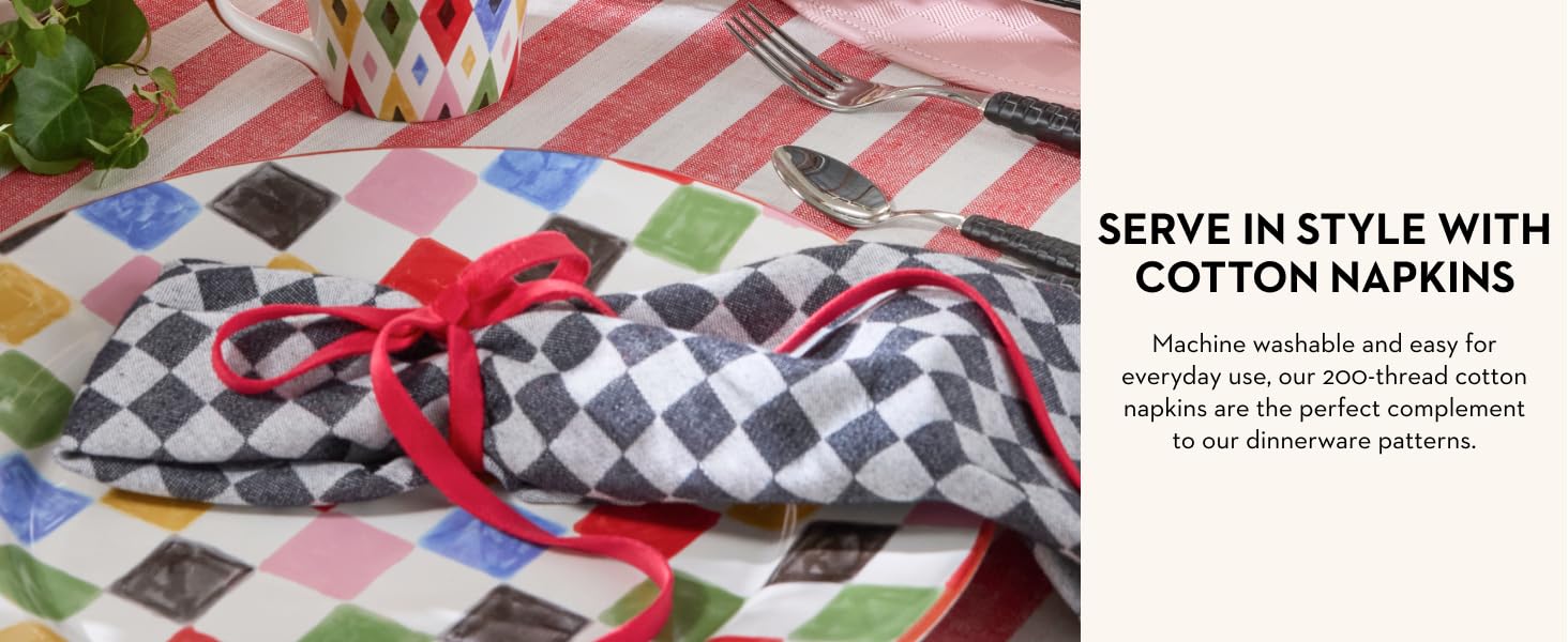 Cotton checkered pattern napkins, clean easy and look beautiful.