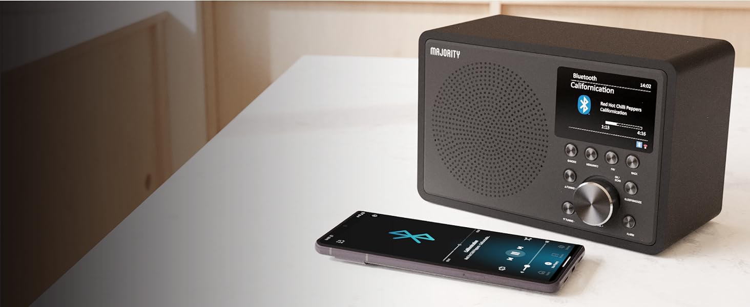 The Touro Portable Radio comes with a remote control, added convenience for adjusting settings