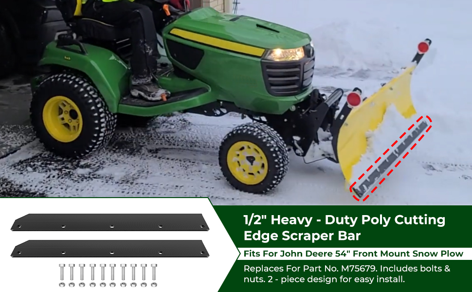 1/2&amp;#34; Poly Cutting Edge Scraper Bar- Replacement for John Deere 54&amp;#34; Front Mount Snow Blade Plow