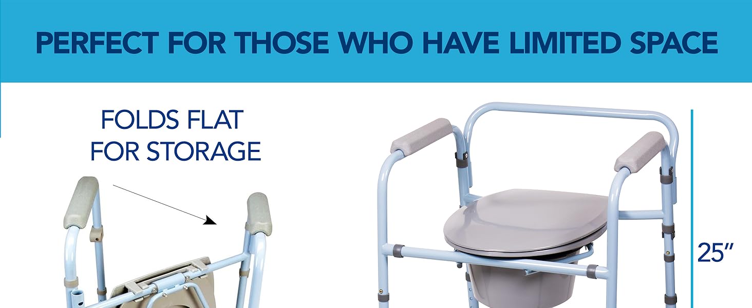 Portable Toilet for Camping, Supports Up to 300lbs, Bedside Commodes for Seniors and Commode Chair