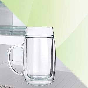 Glass mug in freezer
