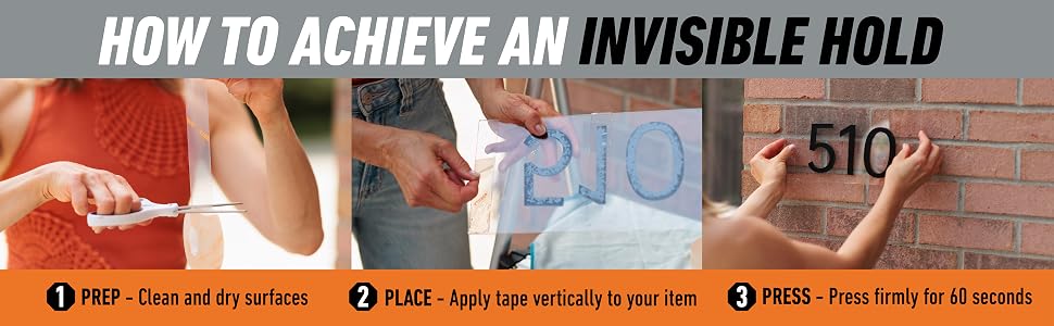 mounting tape invisible hold step by step