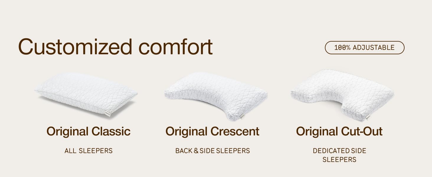 the original pillow coop crescent cutout adjustable soft comfy breathable comfortable bed pillow