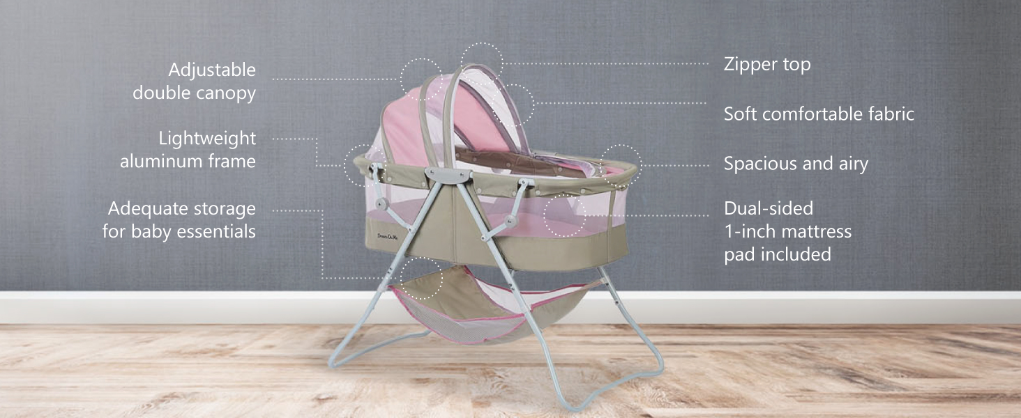 karley bassinet, breathable bassinet, bassinet with mesh, light bassinet, foldable bassinet