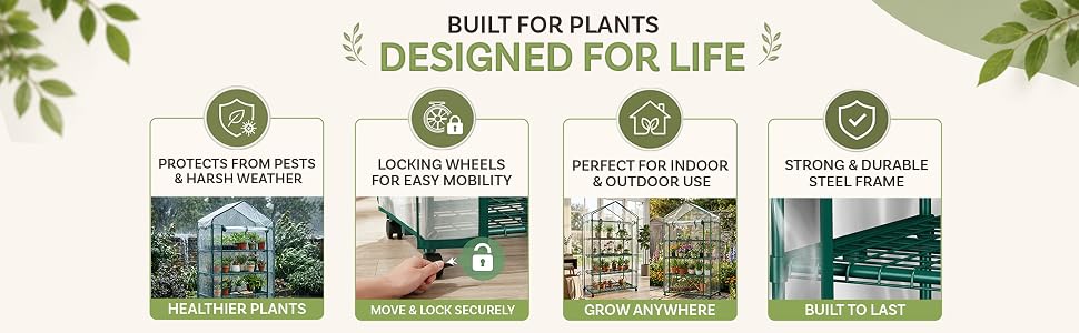 Image of green houses for outside features.