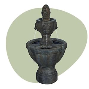 bird bath fountains, water fountains outdoor garden, deck decor, bird fountain