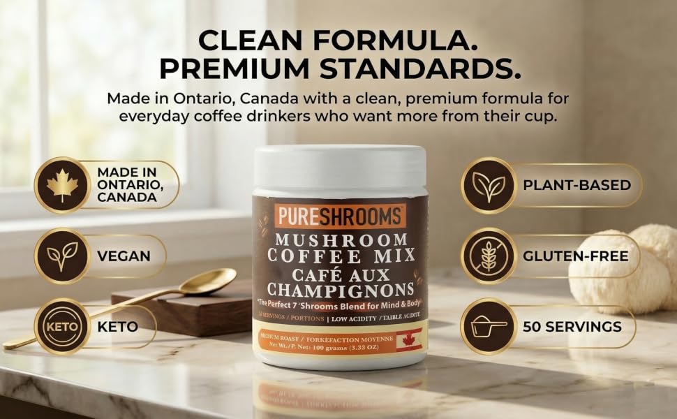 made in canada vegan keto gluten free plant based organic mushroom coffee mix clean formula