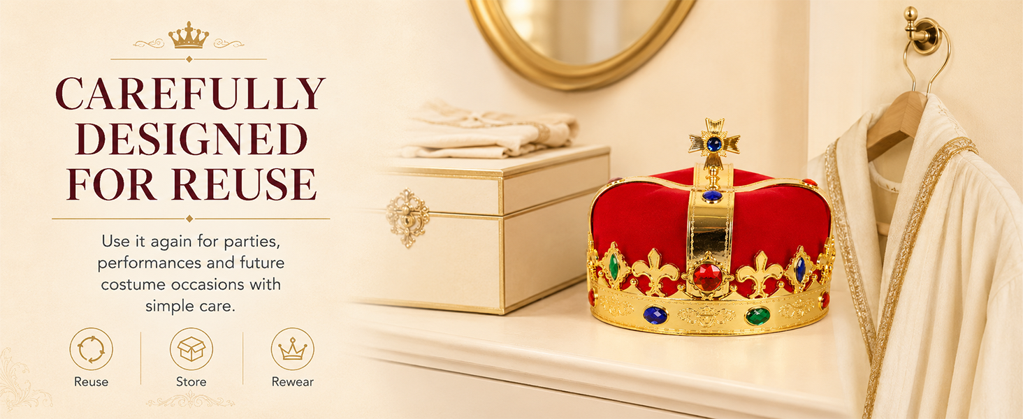 crown man king costume gold adult halloween plastic royal fake queen toy prince jewel