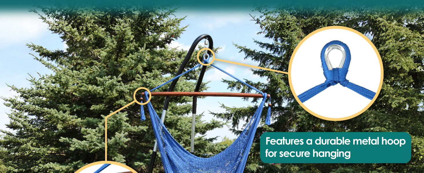 Features a durable metal hoop for secure hanging