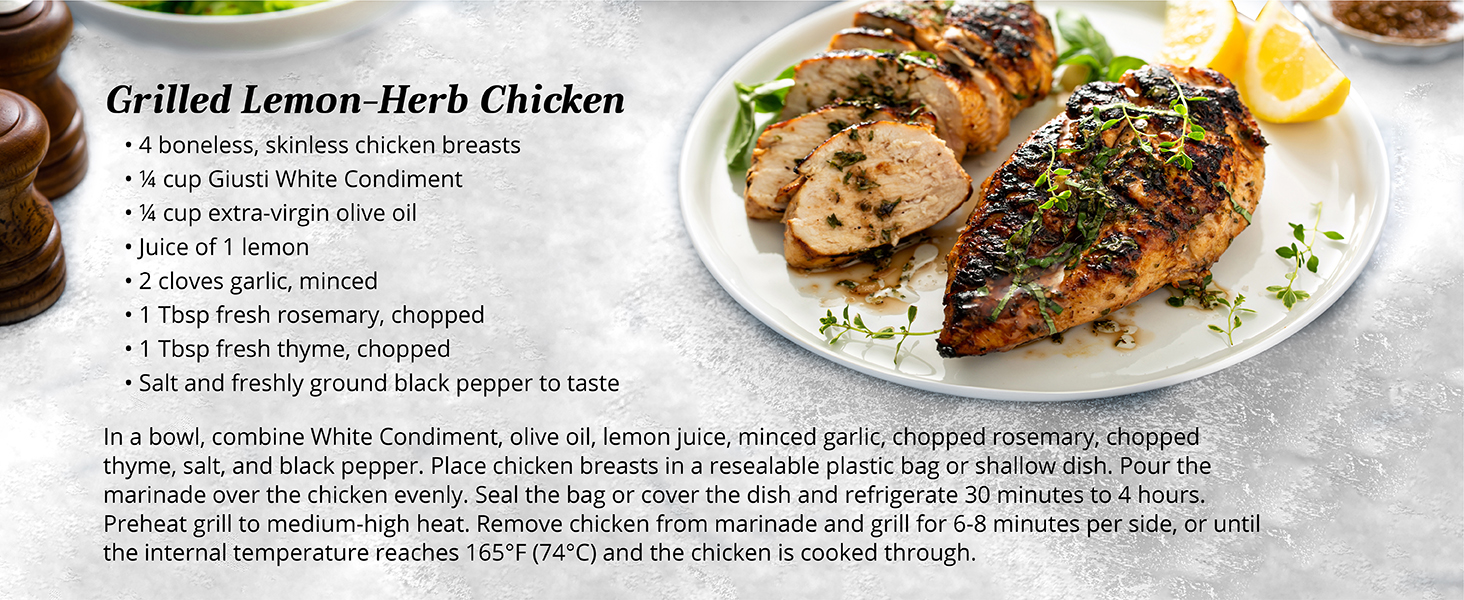 Giusti gourmet White Wine Vinegar grape must grilled lemon herb chicken recipe condimento bianco