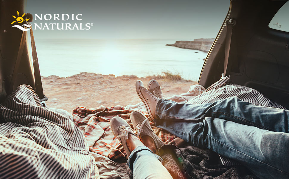 Nordic Flora Comfort Probiotics people looking out to the ocean looking comfortable Nordic Naturals