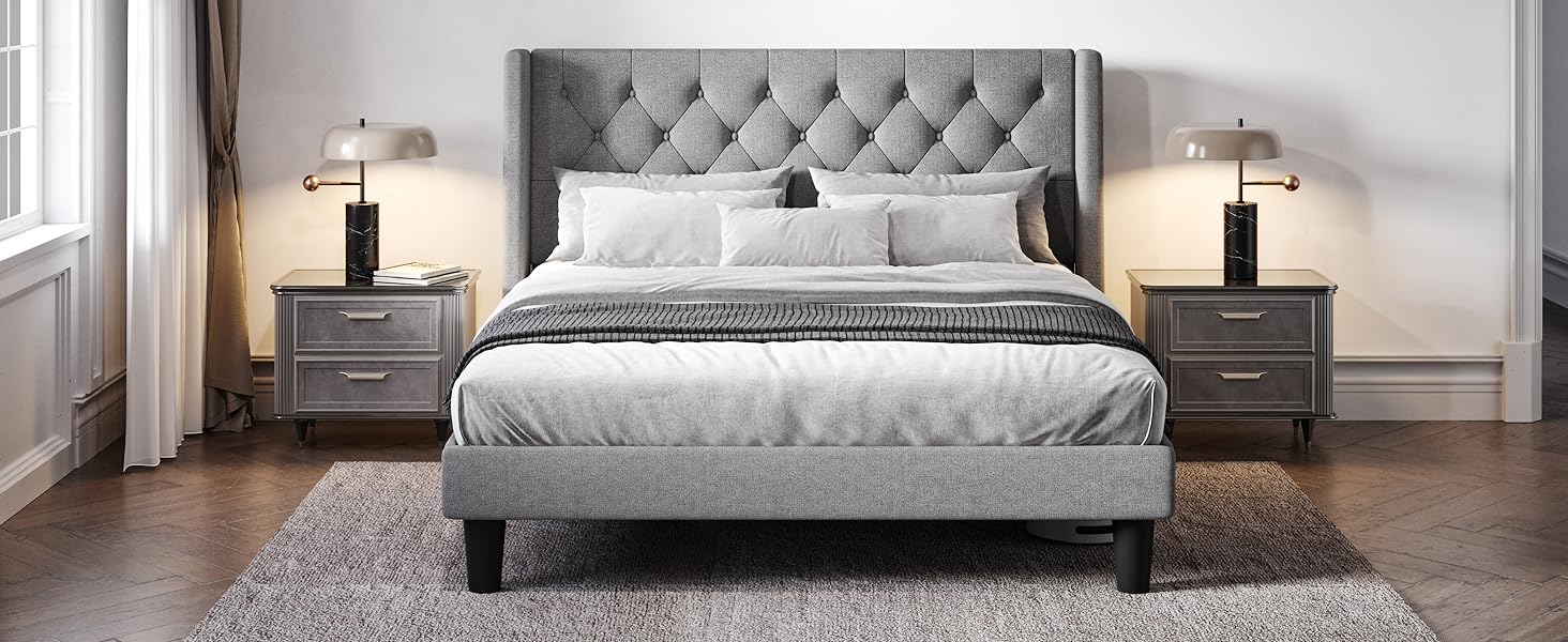 bed frame queen size Light Grey