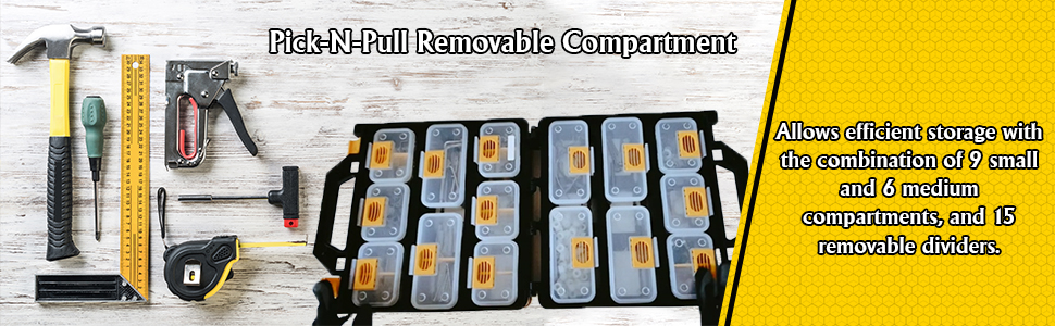Ennovatools tool box organizer hardware storage screw nuts nails bolts compartment container dewalt