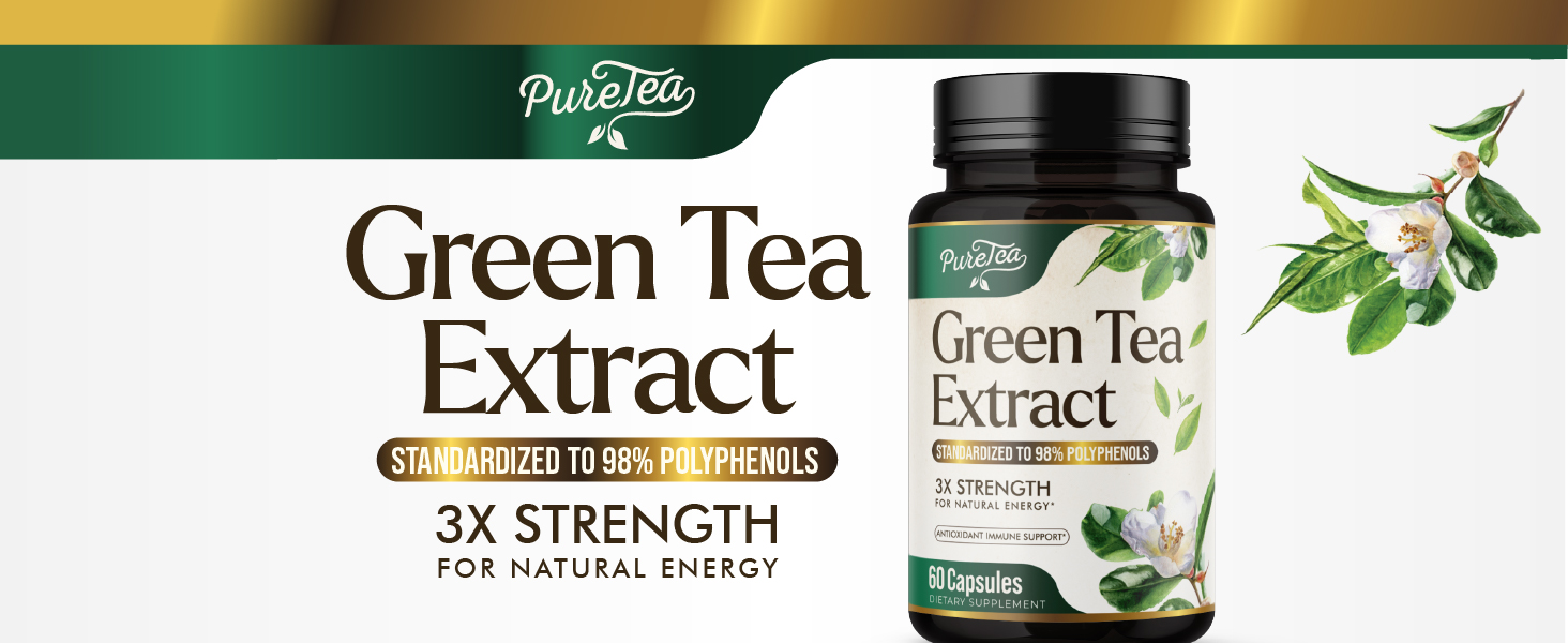 green tea extract capsules puretea herbal greentea pills health heart support