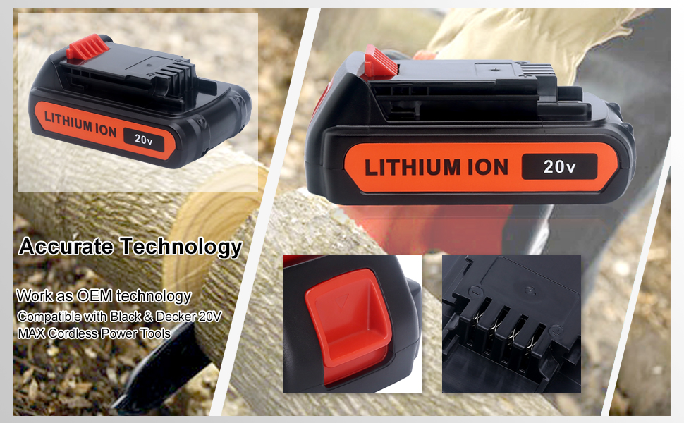 Biswaye LBXR20 20V Lithium Battery Compatible with Black and Decker 20V MAX Cordless Power Tool
