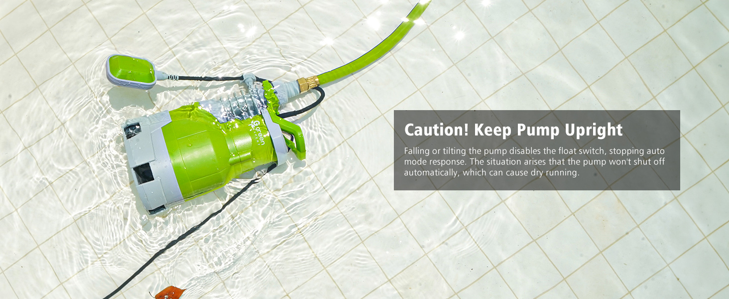 Falling or tilting the pump disables floater switch, stopping automatic mode response.