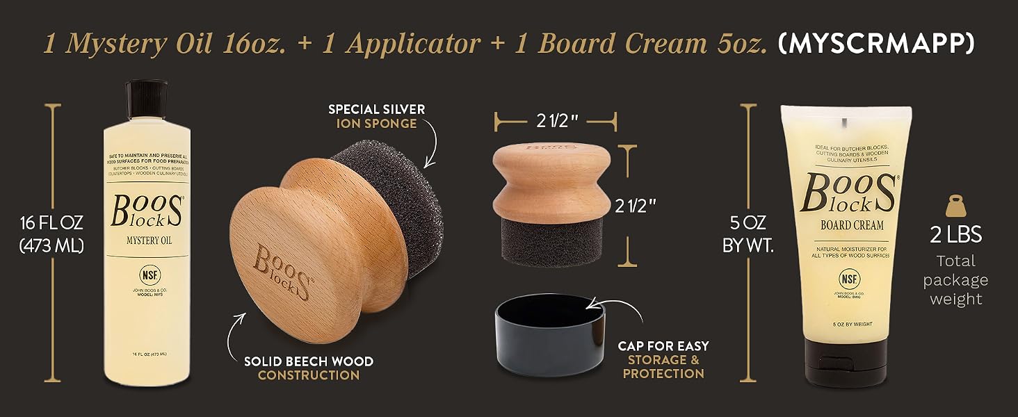 John Boos Walnut Wood Juice Groove Cutting Board w/Boos Block Maintenance Set