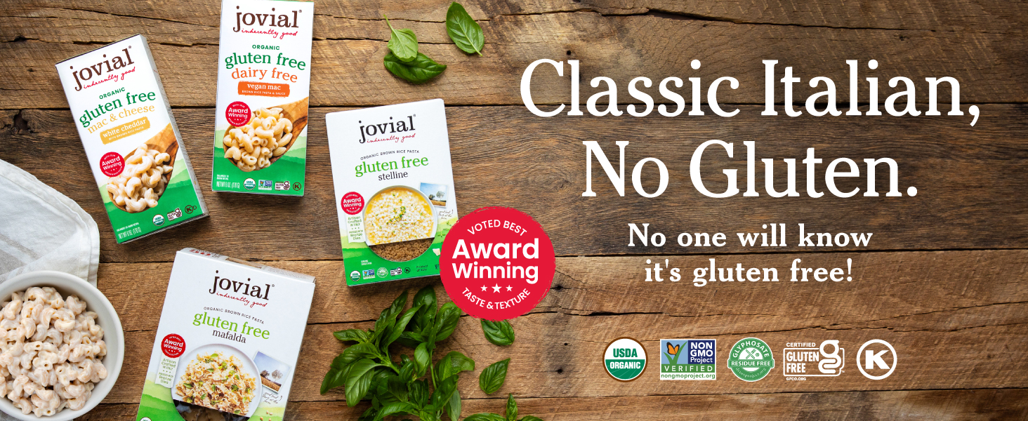 jovial gluten free organic brown rice pasta mafalda elbows stelline spaghetti