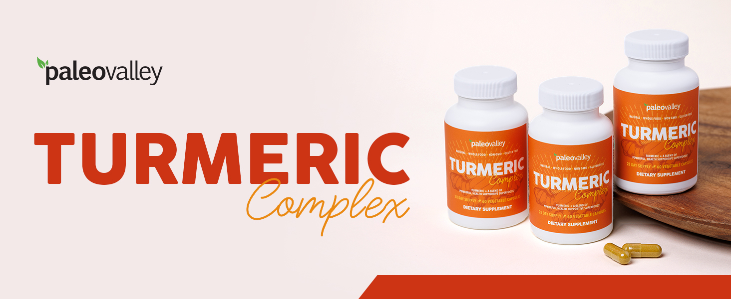 Paleovalley turmeric capsules full spectrum superfood joint muscles digestion inflammation memory