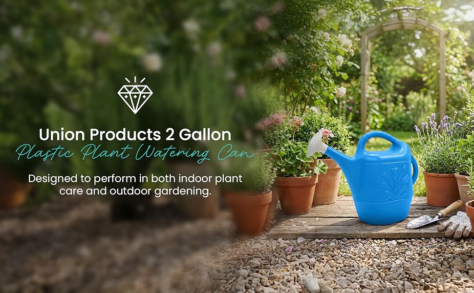 Union Products 63066 Plants &amp;amp; Garden 2 Gal Plastic Watering Can, Caribbean Blue
