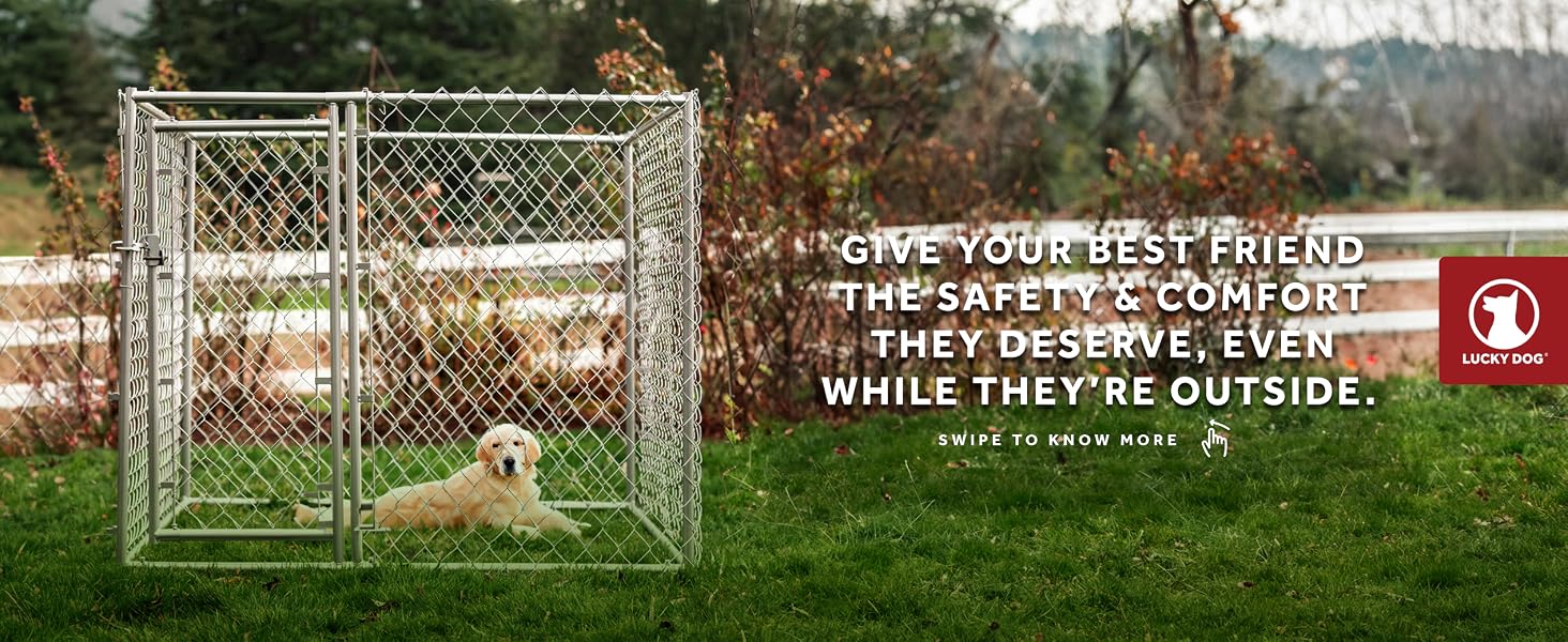 Lucky Dog 5&amp;#39; x 5&amp;#39; x 4&amp;#39; Heavy Duty Outdoor Chain Link Dog Kennel Enclosure - Feature desktop 1