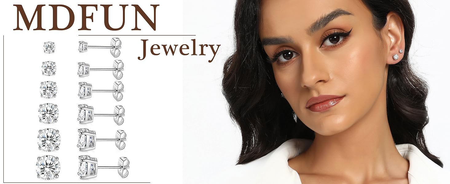MDFUN Stud Earrings Set for Women Men