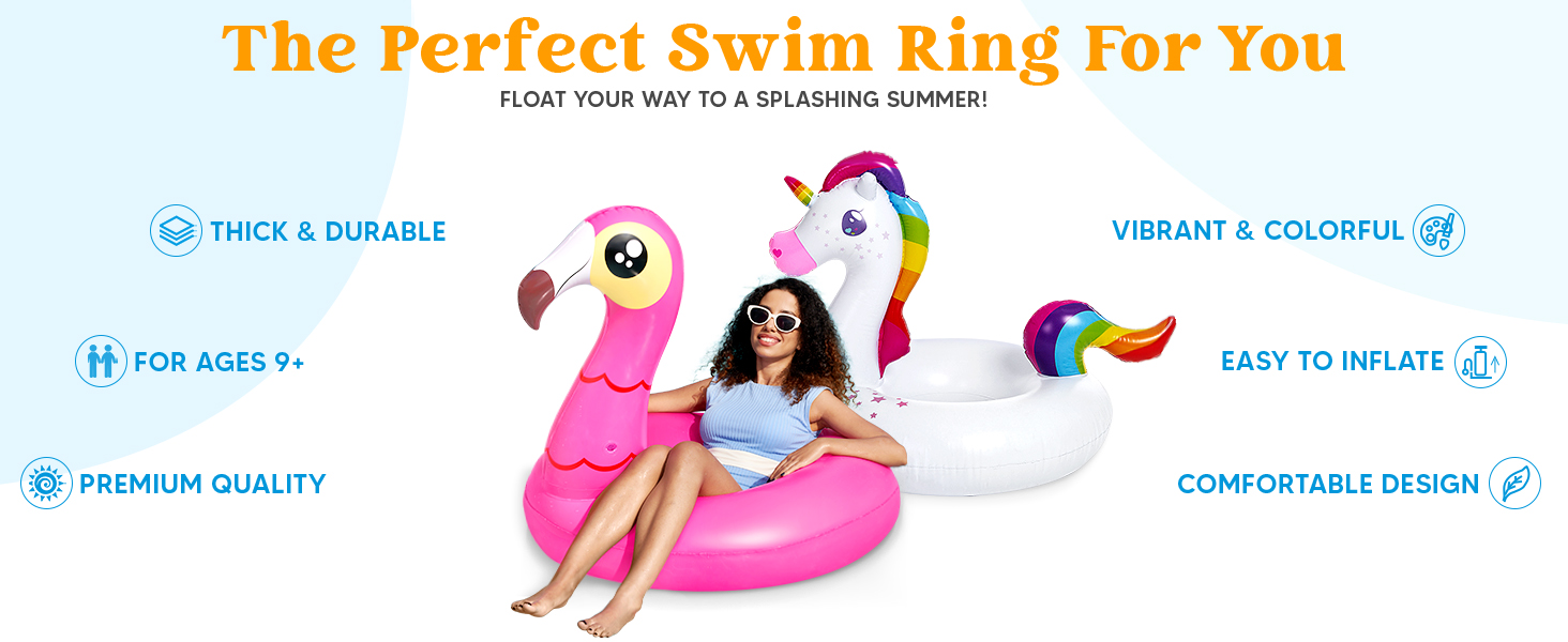 SLOOSH 2 packs unicorn flamingo adults pool floats