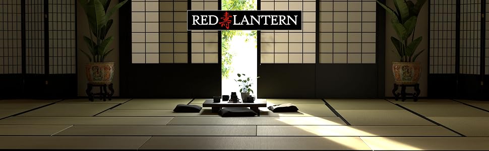 Red Lantern&amp;#39;s curated meditation room, tatami floor, shoji doors, and fishbowl vases