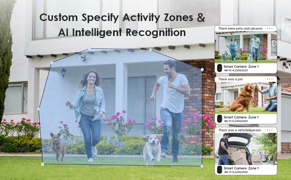 AI intelligent pir WIFI wire-free vehicle package human pet detect rechargeable battery with audio
