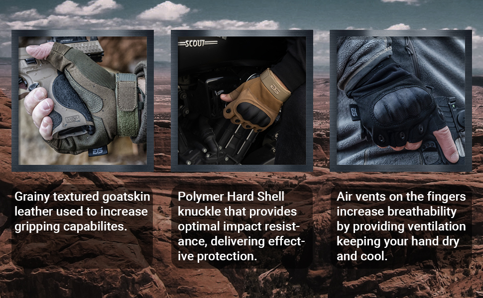 tactical gloves wear outdoor sports winter hunting knuckle fingerless grip ride leather fingers