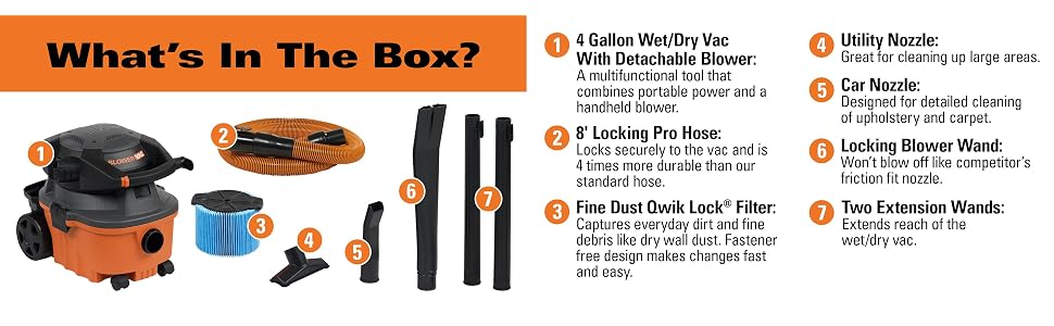 RIDGID VAC, SHOP VAC, SHOP VACUUM, WET DRY VAC, GARAGE VACUUM, CAR CLEANING