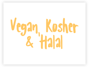 vegan, kosher, halal